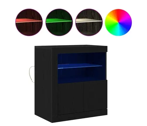 Kõide Led -Ribatuledega Must 60.5 X 37 X 67 Cm Tehispuit Kõide Led -Ribatuledega Must 60.5 X 37 X 67 Cm Tehispuit