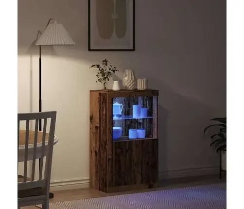 Kumode Ar Led Gaismām Vecs Koks 60,5X37X100 Cm Vidaxl