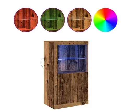 Kumode Ar Led Gaismām Vecs Koks 60,5X37X100 Cm Vidaxl