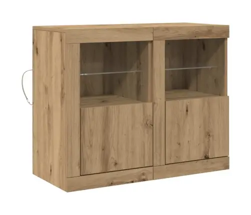 Sānu Skapji Ar Led Gaismām 2 Gab. Mākslinieciskā Ozola 41X37X67 Cm Vidaxl