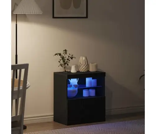 Led Bufetas Juoda 60,5 X 37 X 67 Cm Apdirbta Mediena