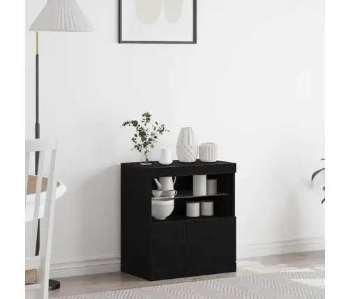 Led Bufetas Juoda 60,5 X 37 X 67 Cm Apdirbta Mediena