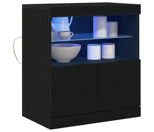 Led Bufetas Juoda 60,5 X 37 X 67 Cm Apdirbta Mediena