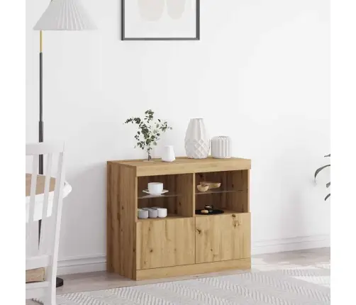 Bufete Ar Led Gaismām Artisan Ozols 81X37X67 Cm Vidaxl