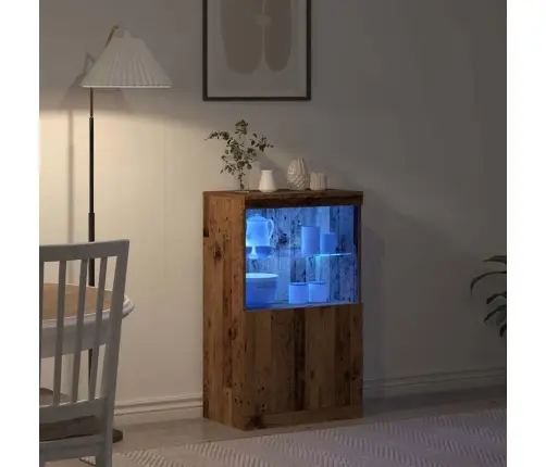 Sideboard Ar Led Gaismām Vecs Koks 60X37X100 Cm Vidaxl