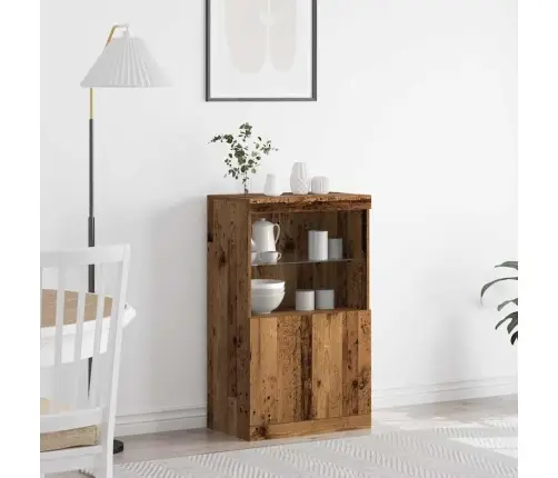 Sideboard Ar Led Gaismām Vecs Koks 60X37X100 Cm Vidaxl