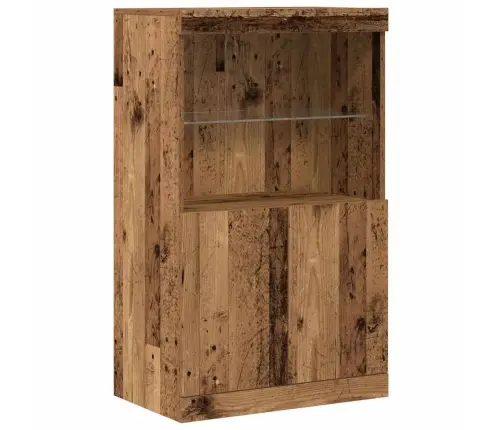 Sideboard Ar Led Gaismām Vecs Koks 60X37X100 Cm Vidaxl