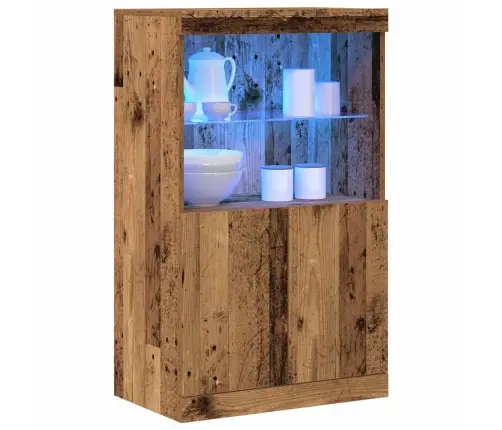 Sideboard Ar Led Gaismām Vecs Koks 60X37X100 Cm Vidaxl