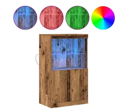 Sideboard Ar Led Gaismām Vecs Koks 60X37X100 Cm Vidaxl