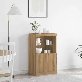Kõide Led -Ribatuledega Pruun 60 X 37 X 100 Cm Tehispuit