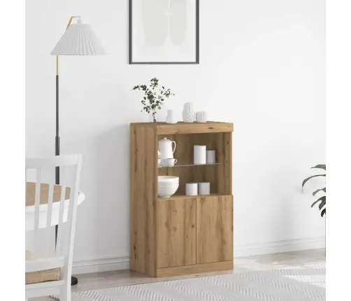 Sānu Skapītis Ar Led Gaismām, Amatnieku Ozols, 60X37X100 Cm Vidaxl