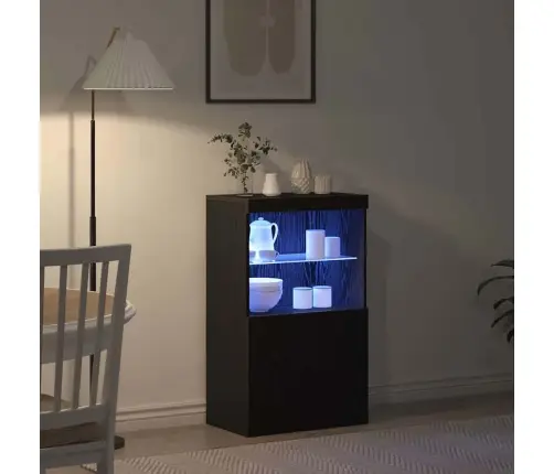 Led Bufetas Juoda 60 X 37 X 100 Cm Apdirbta Mediena