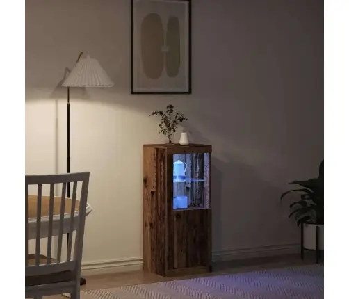 Sānu Galds Ar Led Apgaismojumu Vecā Koka 41X37X100 Cm Vidaxl