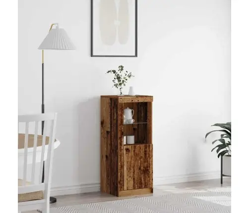 Sānu Galds Ar Led Apgaismojumu Vecā Koka 41X37X100 Cm Vidaxl