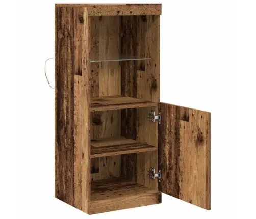 Sānu Galds Ar Led Apgaismojumu Vecā Koka 41X37X100 Cm Vidaxl