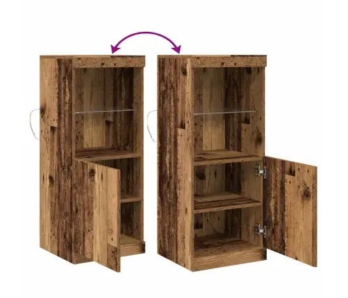 Sānu Galds Ar Led Apgaismojumu Vecā Koka 41X37X100 Cm Vidaxl