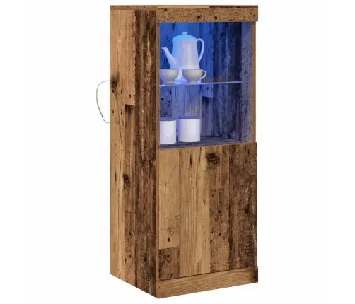 Sānu Galds Ar Led Apgaismojumu Vecā Koka 41X37X100 Cm Vidaxl