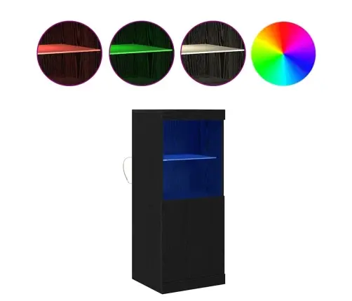 Bufete Ar Led Gaismām Melna Ozola 41X37X100 Cm Vidaxl