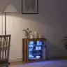 Sānu Galds Ar Led Gaismām Vecs Koks 60,5X37X67 Cm Vidaxl