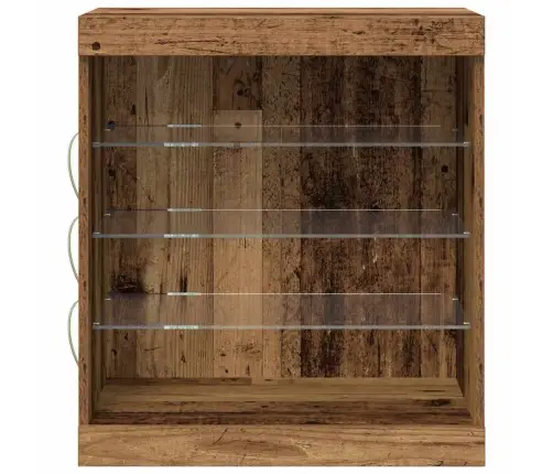 Sānu Galds Ar Led Gaismām Vecs Koks 60,5X37X67 Cm Vidaxl