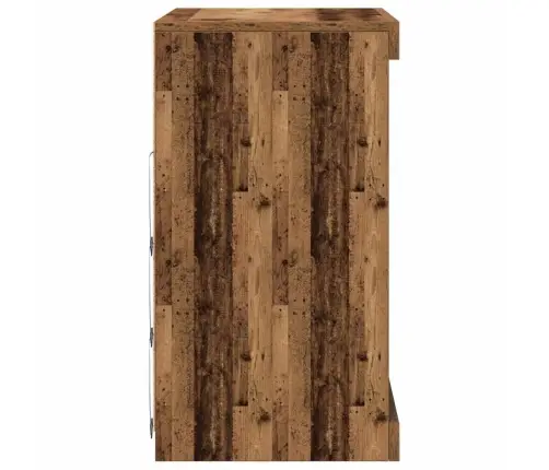 Sānu Galds Ar Led Gaismām Vecs Koks 60,5X37X67 Cm Vidaxl