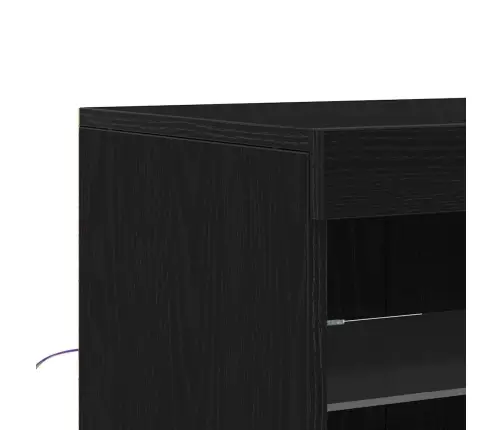 Bufete Ar Led Gaismām Melns Ozols 60,5X37X67 Cm Vidaxl