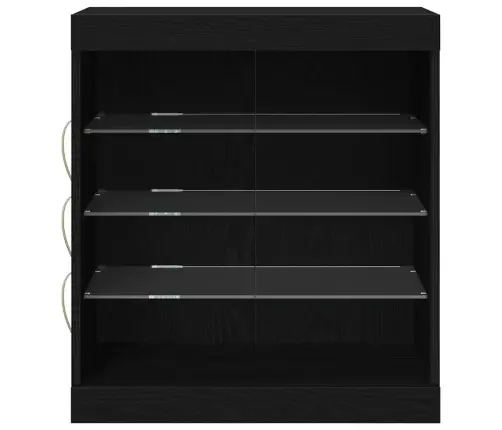 Bufete Ar Led Gaismām Melns Ozols 60,5X37X67 Cm Vidaxl