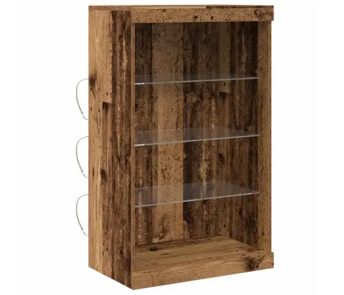 Sideboard Ar Led Gaismām Vecs Koks 60,5X37X100 Cm Vidaxl