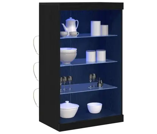 Sienas Skapītis Ar Led Gaismām Melns Ozols 60,5X37X100 Cm Vidaxl