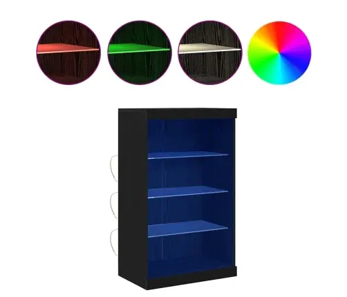 Sienas Skapītis Ar Led Gaismām Melns Ozols 60,5X37X100 Cm Vidaxl