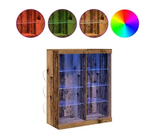 Bufete Ar Led Gaismām Vecs Koks 41X37X100 Cm Vidaxl