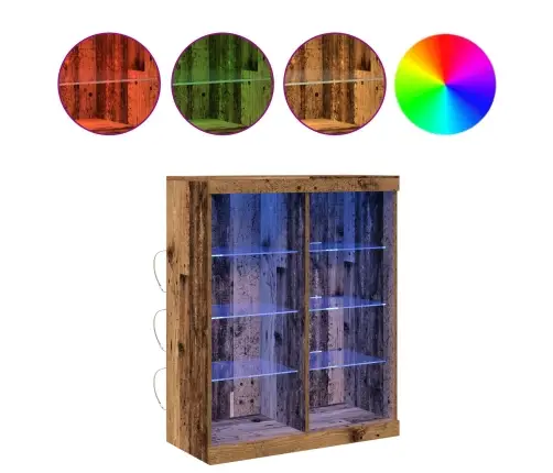 Bufete Ar Led Gaismām Vecs Koks 41X37X100 Cm Vidaxl