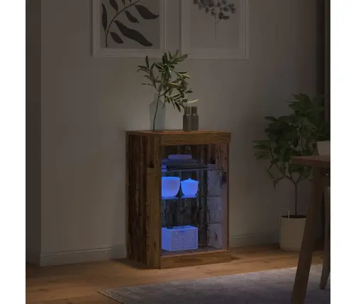 Bufete Ar Led Gaismām Vecs Koks 41X37X67 Cm Vidaxl