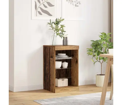 Bufete Ar Led Gaismām Vecs Koks 41X37X67 Cm Vidaxl