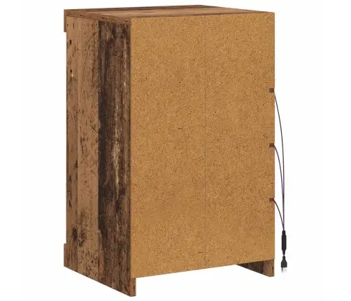 Bufete Ar Led Gaismām Vecs Koks 41X37X67 Cm Vidaxl