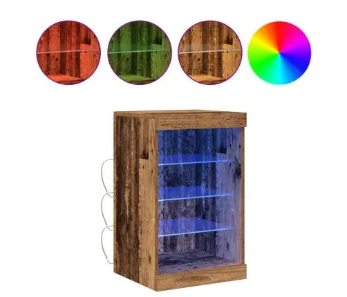 Bufete Ar Led Gaismām Vecs Koks 41X37X67 Cm Vidaxl