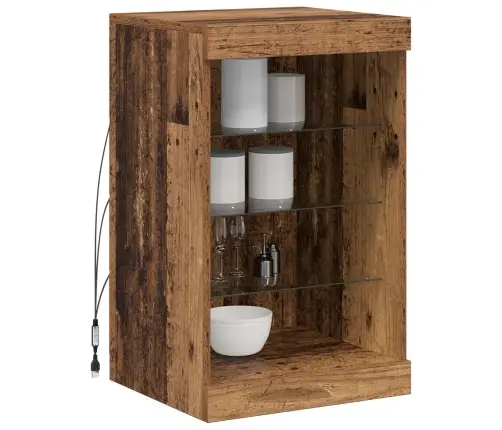 Bufete Ar Led Gaismām Vecs Koks 41X37X67 Cm Vidaxl