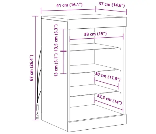 Bufete Ar Led Apgaismojumu, Amatnieku Ozols, 41X37X67 Cm Vidaxl