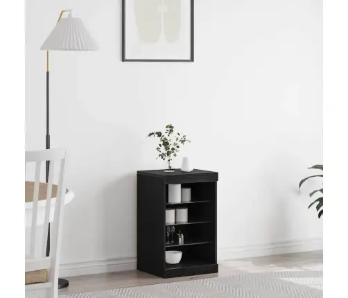 Kumodes Ar Led Gaismas Melns Ozols 41X37X67 Cm Vidaxl