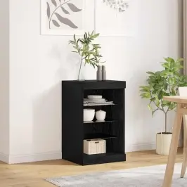 Led Sānu Galds Melns Ozolkoks 41 X 37 X 67 Cm Inženierijas Koks Vidaxl