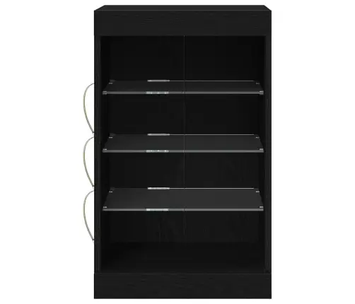 Kumodes Ar Led Gaismas Melns Ozols 41X37X67 Cm Vidaxl