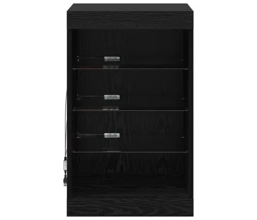 Kumodes Ar Led Gaismas Melns Ozols 41X37X67 Cm Vidaxl