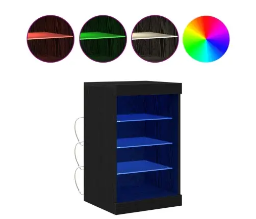 Kumodes Ar Led Gaismas Melns Ozols 41X37X67 Cm Vidaxl