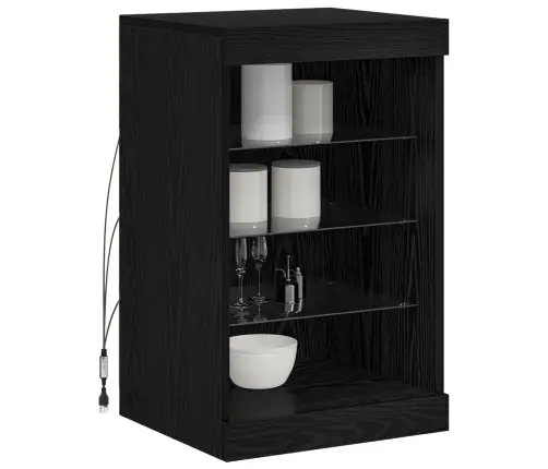 Kumodes Ar Led Gaismas Melns Ozols 41X37X67 Cm Vidaxl