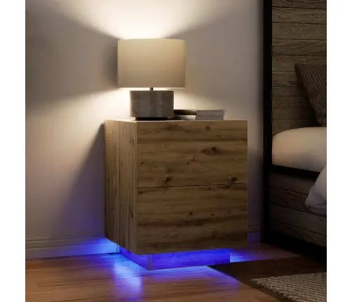 Naktsgaldiņi Ar Led Gaismām 2 Gabali Artisan Oak 45X40X55 Cm Vidaxl