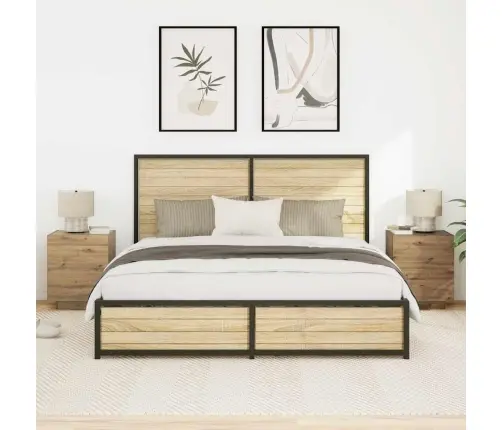 Naktsgaldiņi Ar Led Gaismām 2 Gabali Artisan Oak 45X40X55 Cm Vidaxl