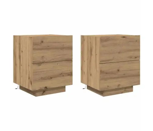 Naktsgaldiņi Ar Led Gaismām 2 Gabali Artisan Oak 45X40X55 Cm Vidaxl
