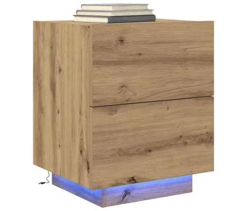 Naktsgaldiņi Ar Led Gaismām 2 Gabali Artisan Oak 45X40X55 Cm Vidaxl