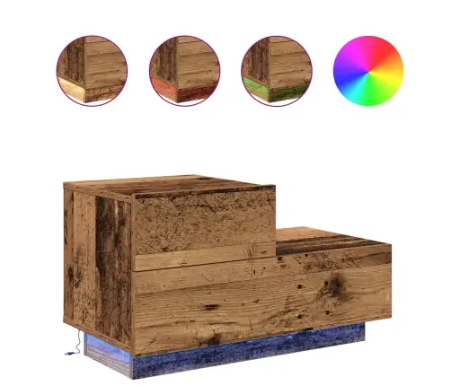 Naktsgaldiņš Ar Led Gaismām Vecs Koks 100X36X49 Cm Vidaxl