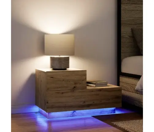 Naktsgaldiņš Ar Led Gaismām, Amatnieka Ozols 100X36X49 Cm Vidaxl